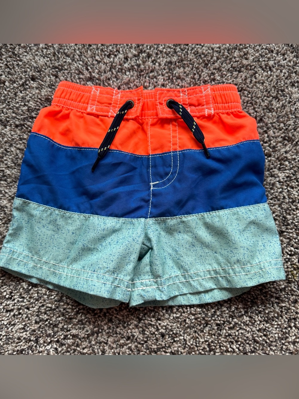 Colorblock Boys' Swim Shorts - Orange, Blue & Light Teal
